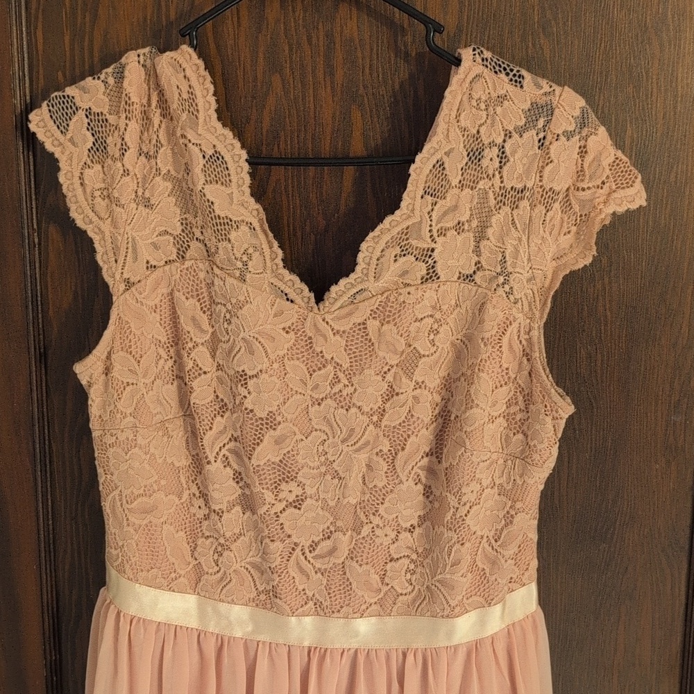 Daisyander Pink Lace Top Flowy Maxi Dress Bridesmaid Formal Size XL - Picture 3 of 6